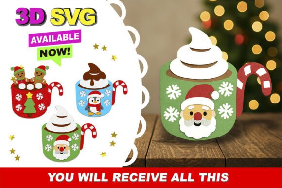 Christmas Mug 3D SVG for Creative Projects