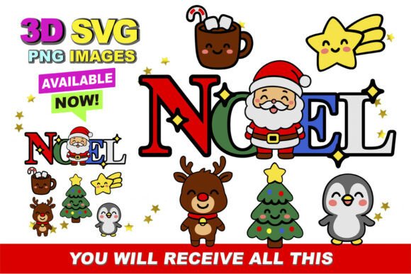 Christmas NOEL 3D SVG for Creative Projects