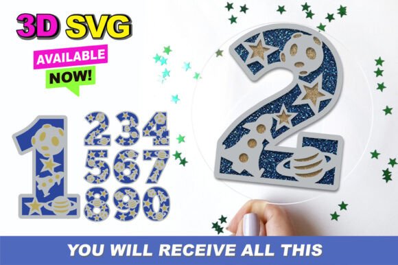 Elevate Designs with Space Numbers 3D SVG