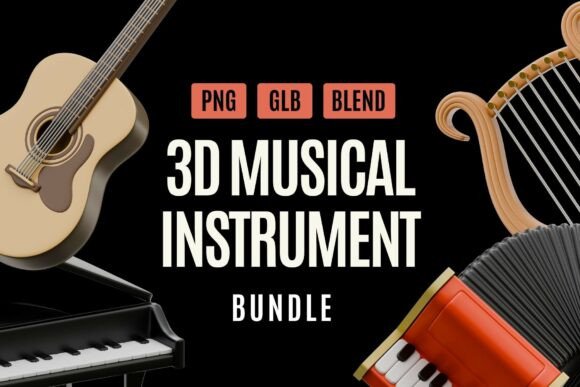 Enhance Your Creative Projects with the 3D Musical Instrument Element Bundle