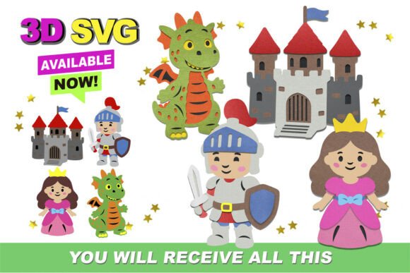 Exploring the Versatility of Princesses and Knight Elements 3D SVG