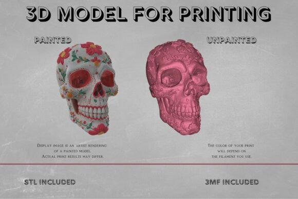 Floral Sugar Skull 3D Model