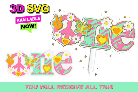 Groovy One Birthday Topper 3D SVG Guide