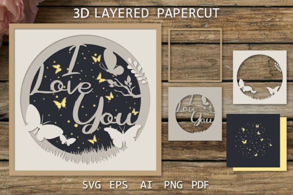 I Love You Card, 3D Layered Shadow Box