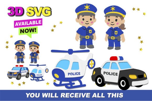 Police Officer Elements 3D SVG