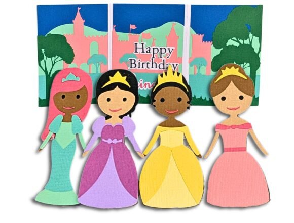 Princess Dolls Playset Birthday Card 3D Guide