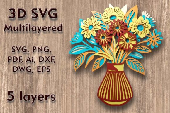 Strategic Implementation of Vase with Flowers 3D SVG Multilayered Designs for Professional Craft Production